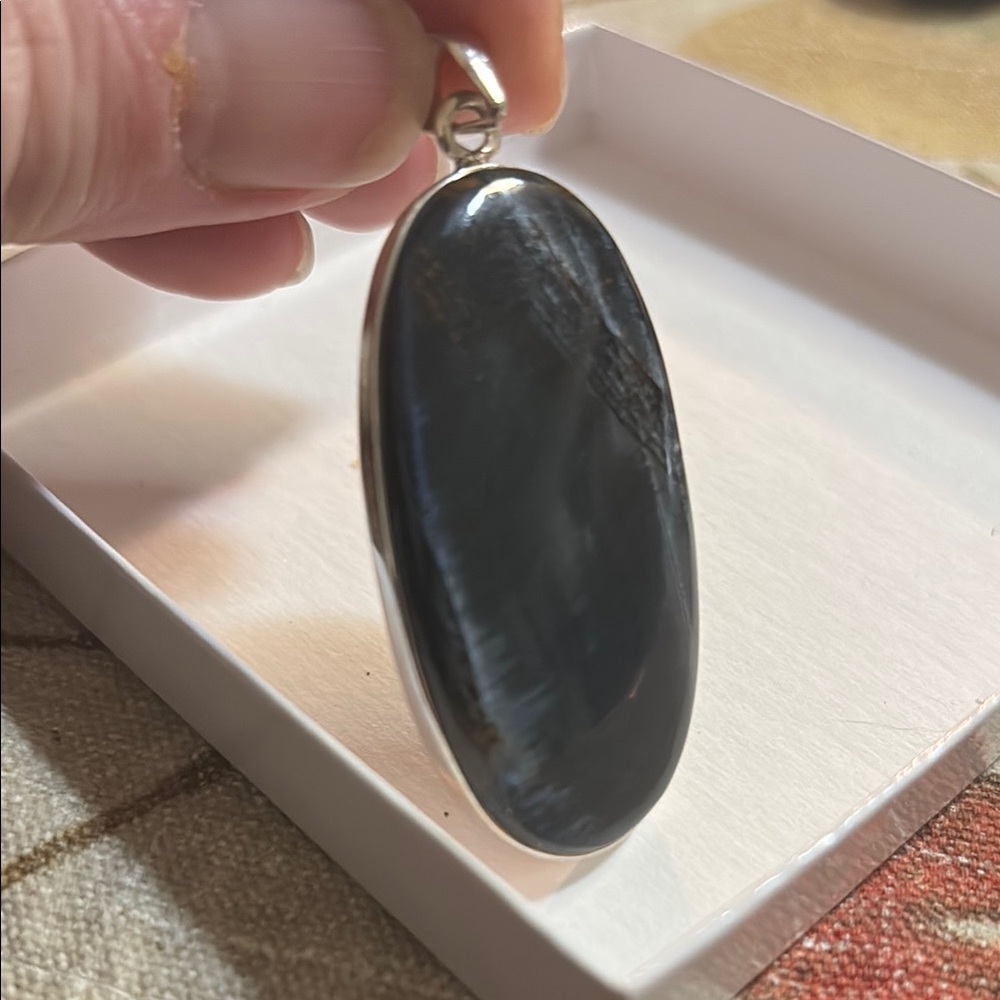 Pietersite Oval Sterling Silver Pendant